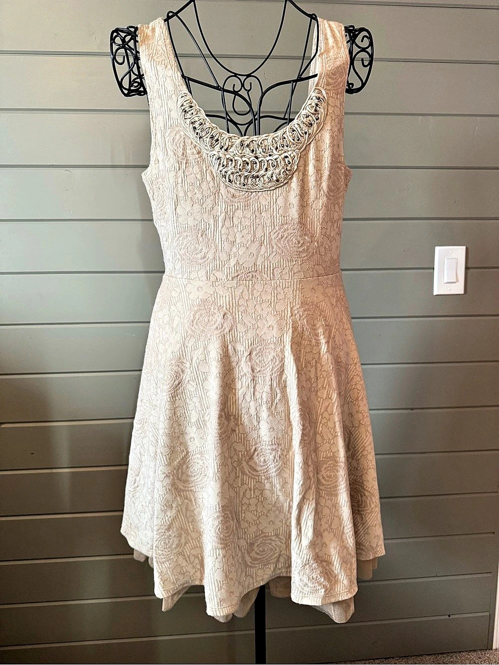 Free People Cream Floral Mini Dress Size Medium